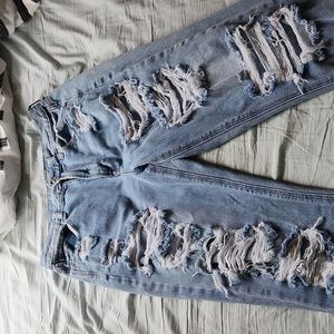 AE Distressed Mom Jeans